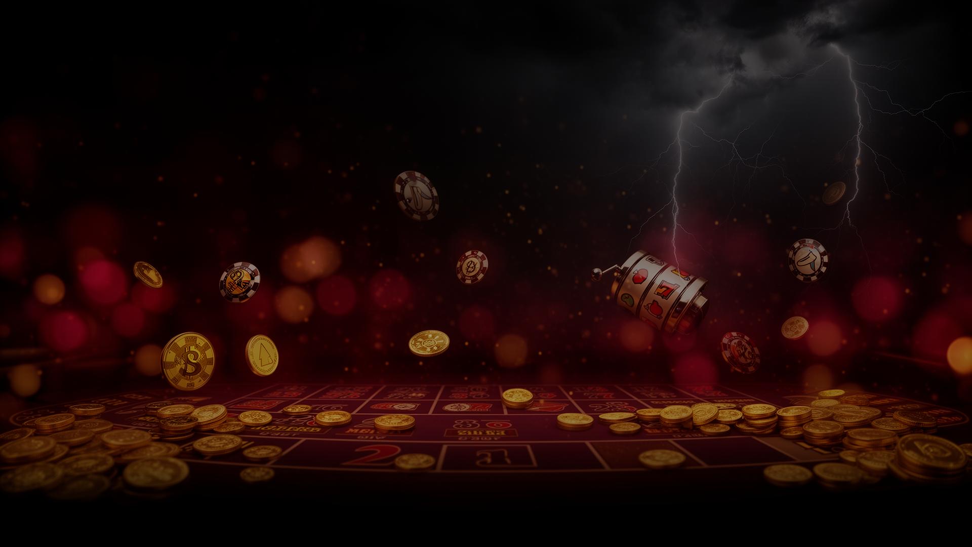 Cash Storm Casino slot reels with golden coins and lightning effects